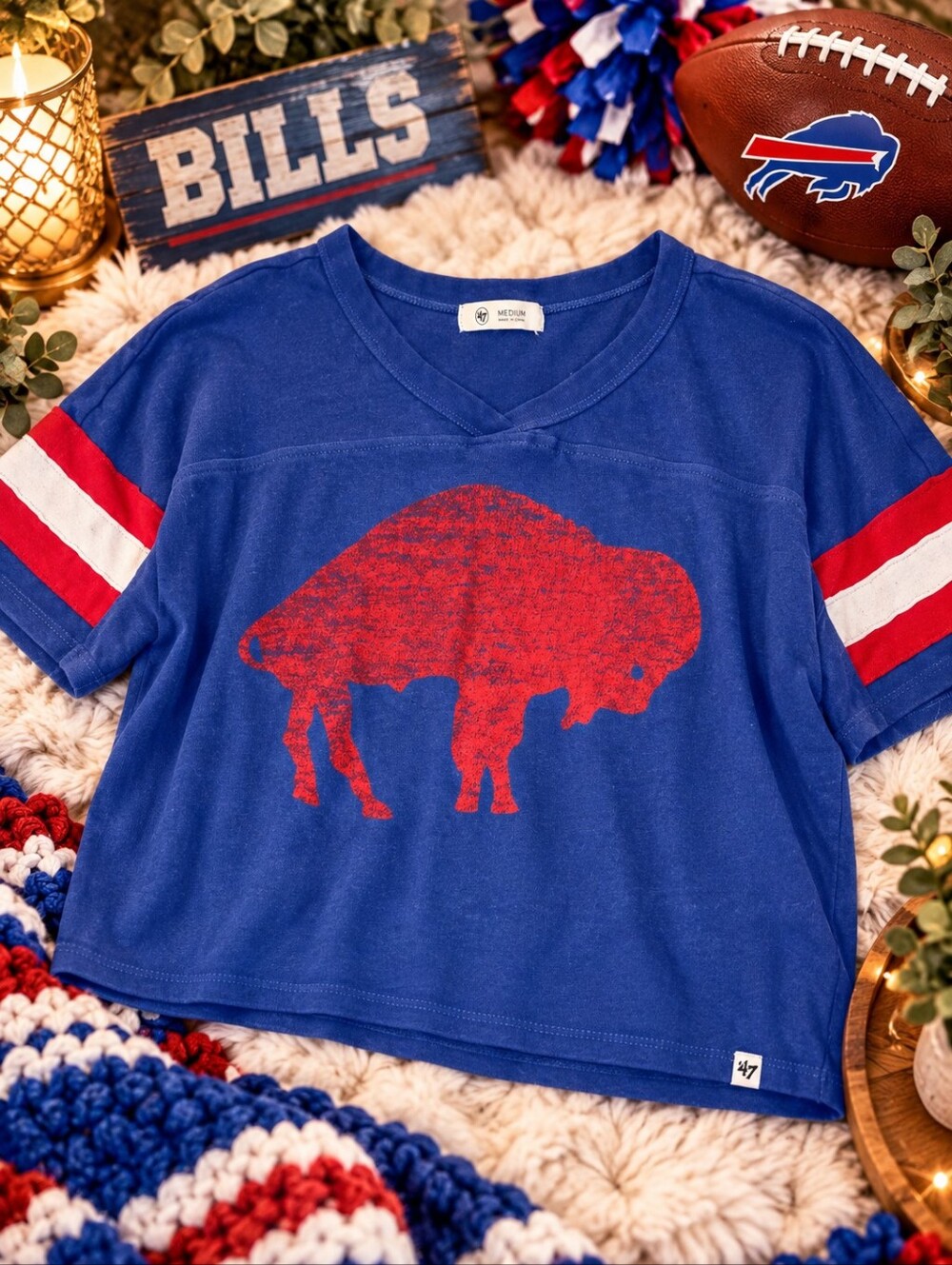 47 Brand Buffalo Bills Women’s Medium Blue Retro Graphic T-Shirt NFL